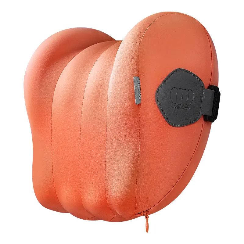 Head restraint and waist pillow set for suspension bin vehicle cab with grey polyester fabric