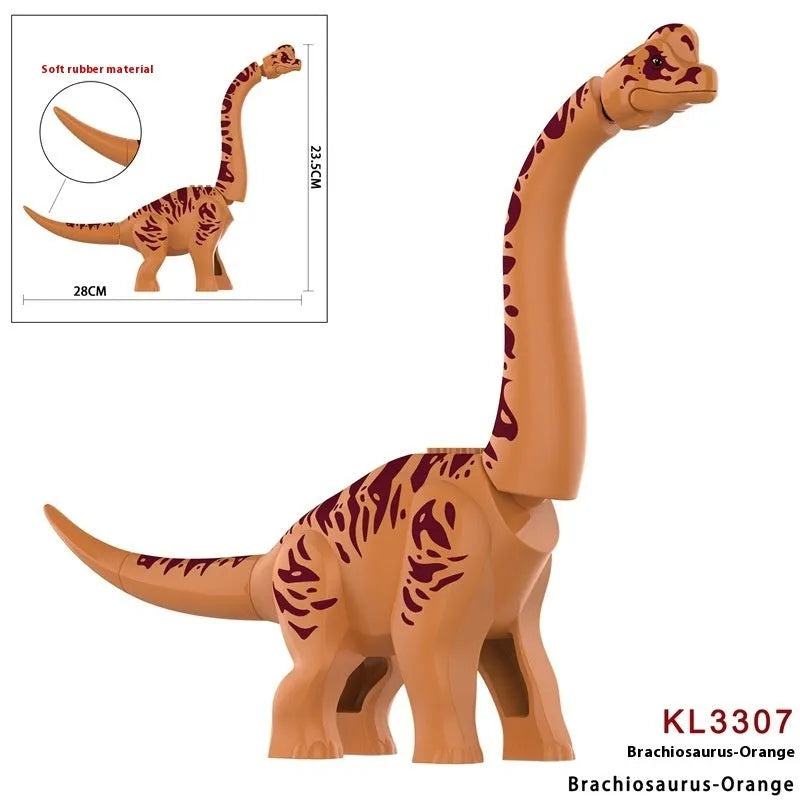 Small particles plastic building blocks dinosaur series KL3301-3305 bagged toy in cyan gray orange pink yellow