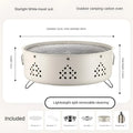 Portable stainless steel barbecue grill with detachable parts and storage bag for camping.