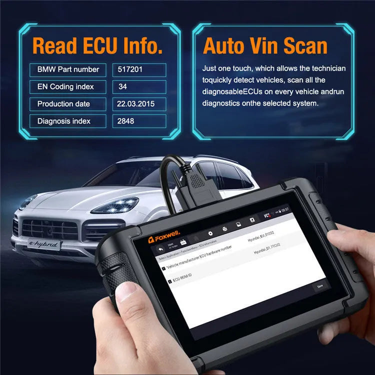 NT809 automotive diagnostic scanner with accessories including diagnostic cable, OBDII adapter, and packaging options