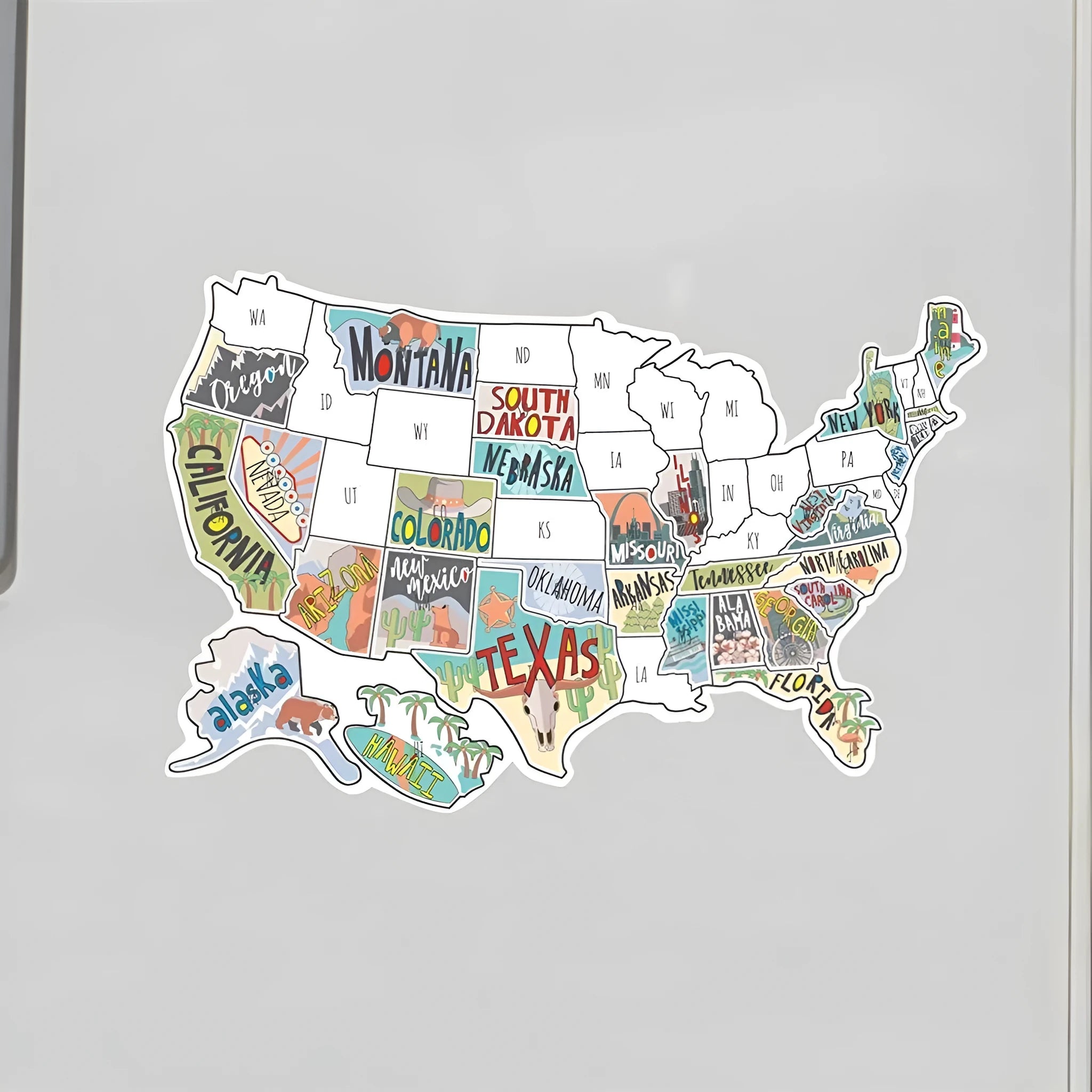 Travel themed world map car body sticker set with white background sheet