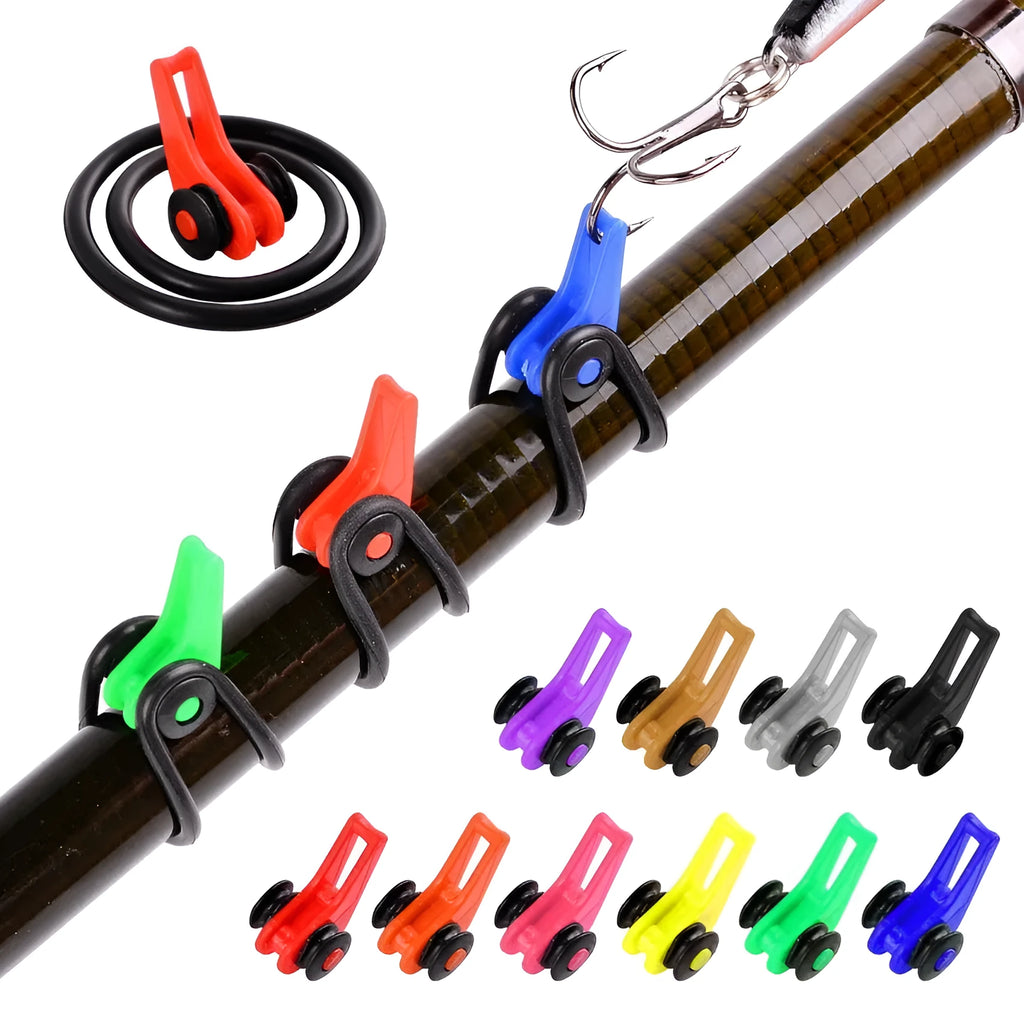 Plastic fishing lure bait hanger in various colours, 10-pack in OPP bag