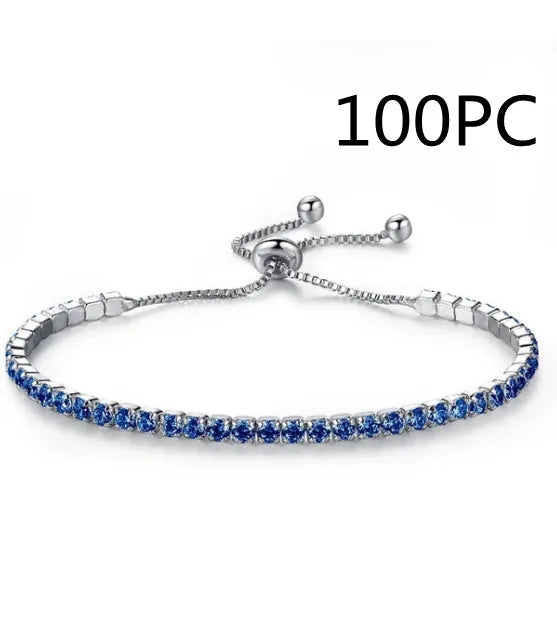 Star Shining Bracelet in silver with platinum finish and zircon stone, 27cm length