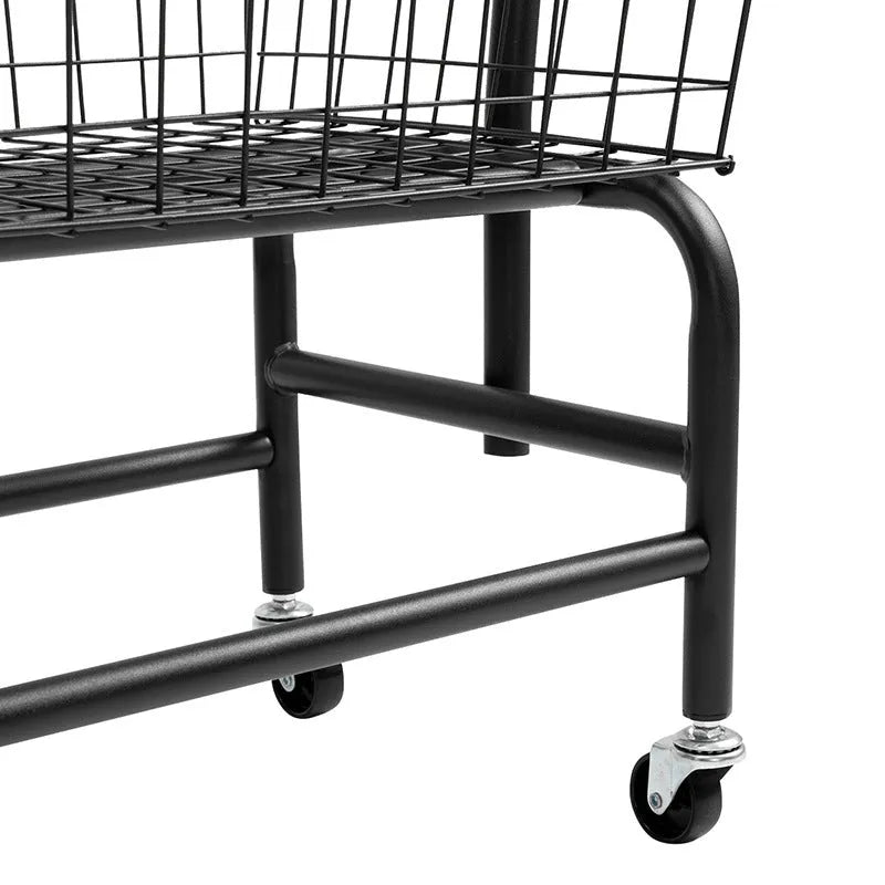 White iron single rod pulley storage car for hanging clothes hangers and racks