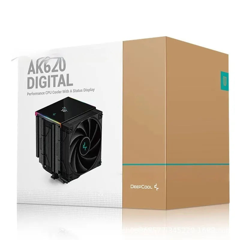 Twin tower CPU air cooler with digital display and copper-aluminium construction