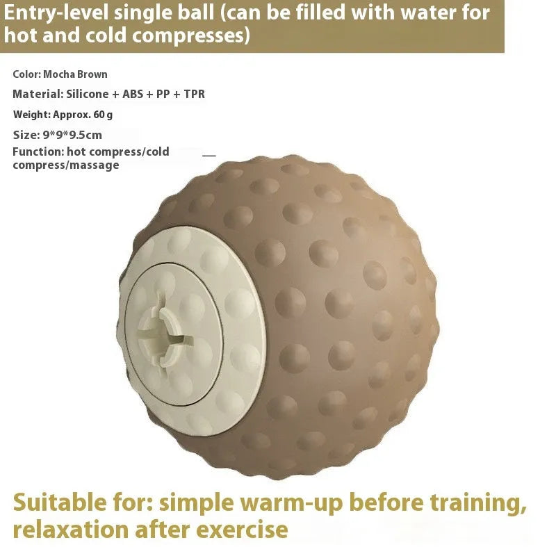 Caramel mocha and green massage balls for hot cold compress therapy and muscle relaxation.