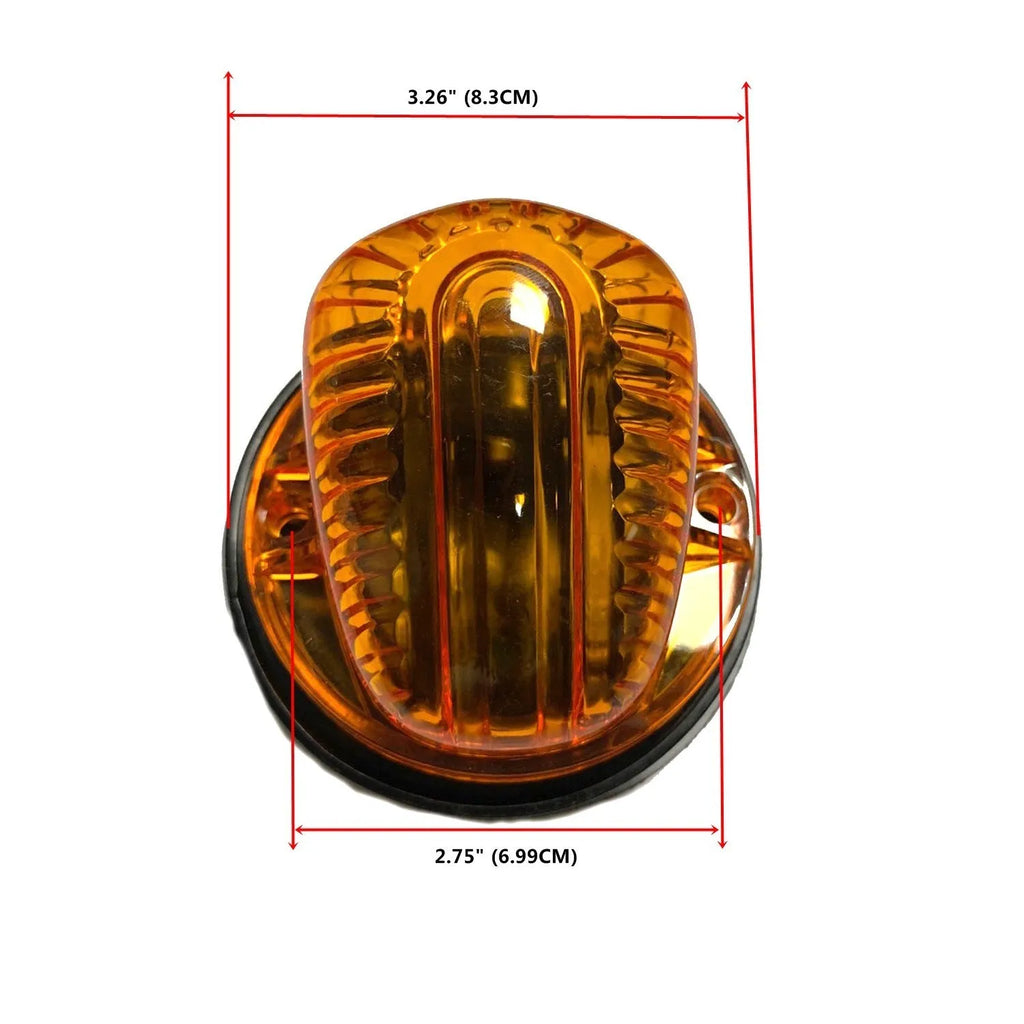 Five-piece LED roof cab marker light kit with yellow polycarbonate lenses, bulbs, and mounting hardware