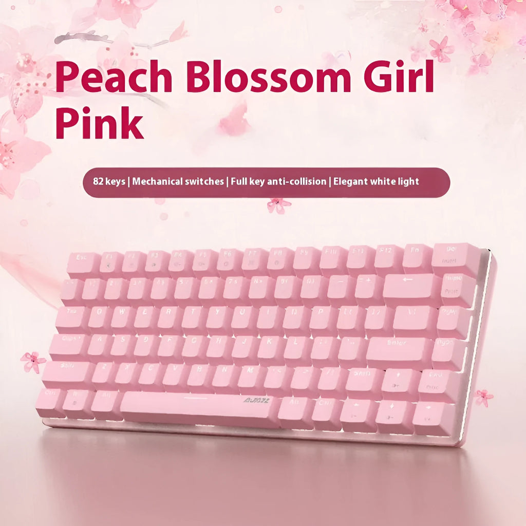 82-key mechanical gaming keyboard with RGB backlight on metal frame