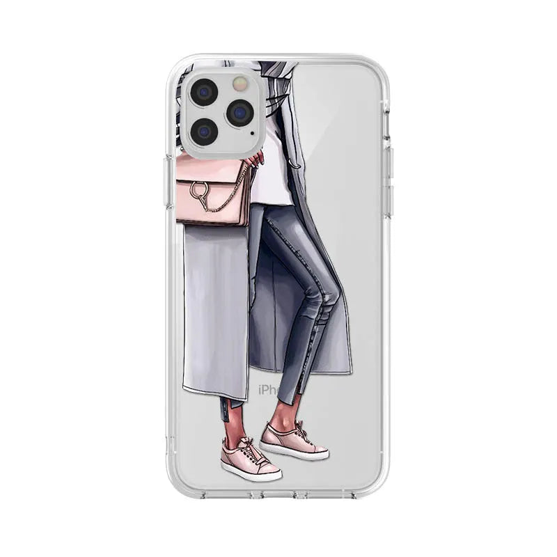 Ladies TPU phone case with painted Europe and America style, back cover protector for iPhone and selected Huawei Samsung models