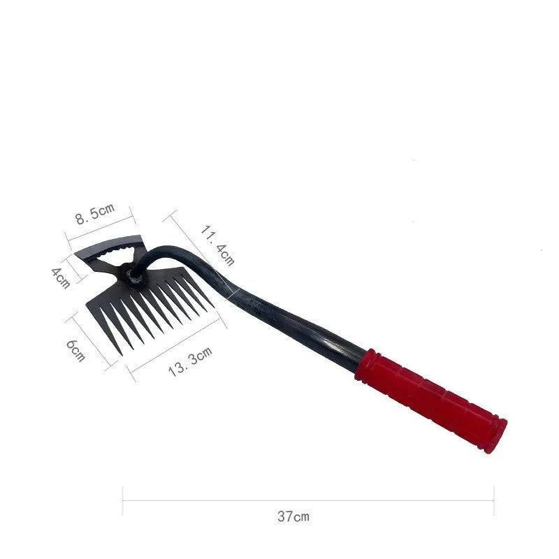 Alloy steel dual-purpose gardening hoe rake tool with multiple tooth specifications
