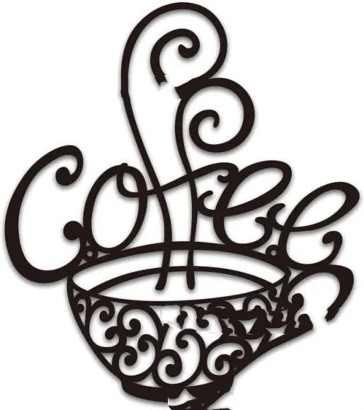 Black wrought iron English letters silhouette wall decoration measuring 26 by 28 centimetres