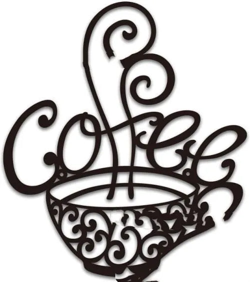Black wrought iron English letters silhouette wall decoration measuring 26x28cm