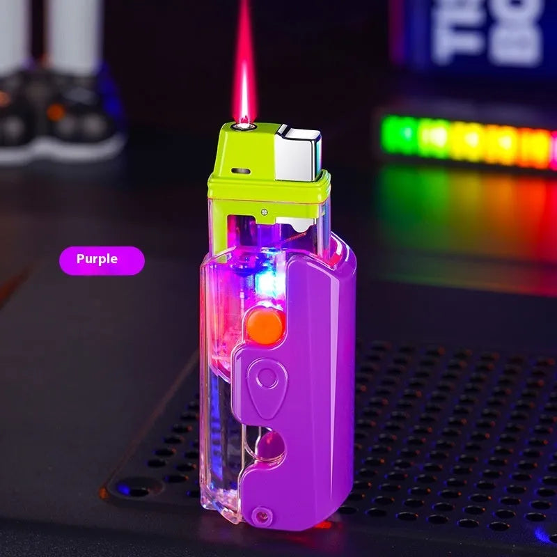 Colourful luminous radish lighter in orange, green, or purple with windproof electronic ignition