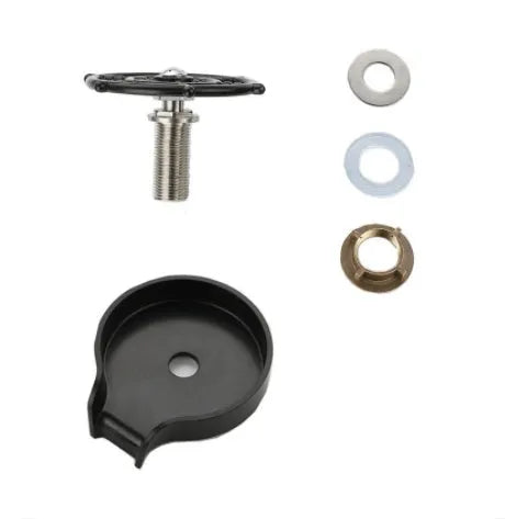 Black high pressure automatic stainless steel glass washer with ABS base and copper hose connection.