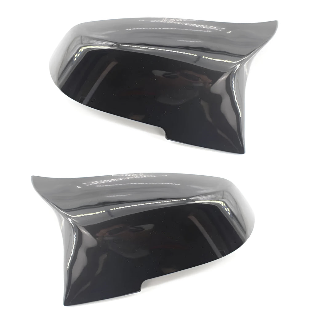 Pair of paint bright black BMW horn-style rear view mirror shells for F-series models