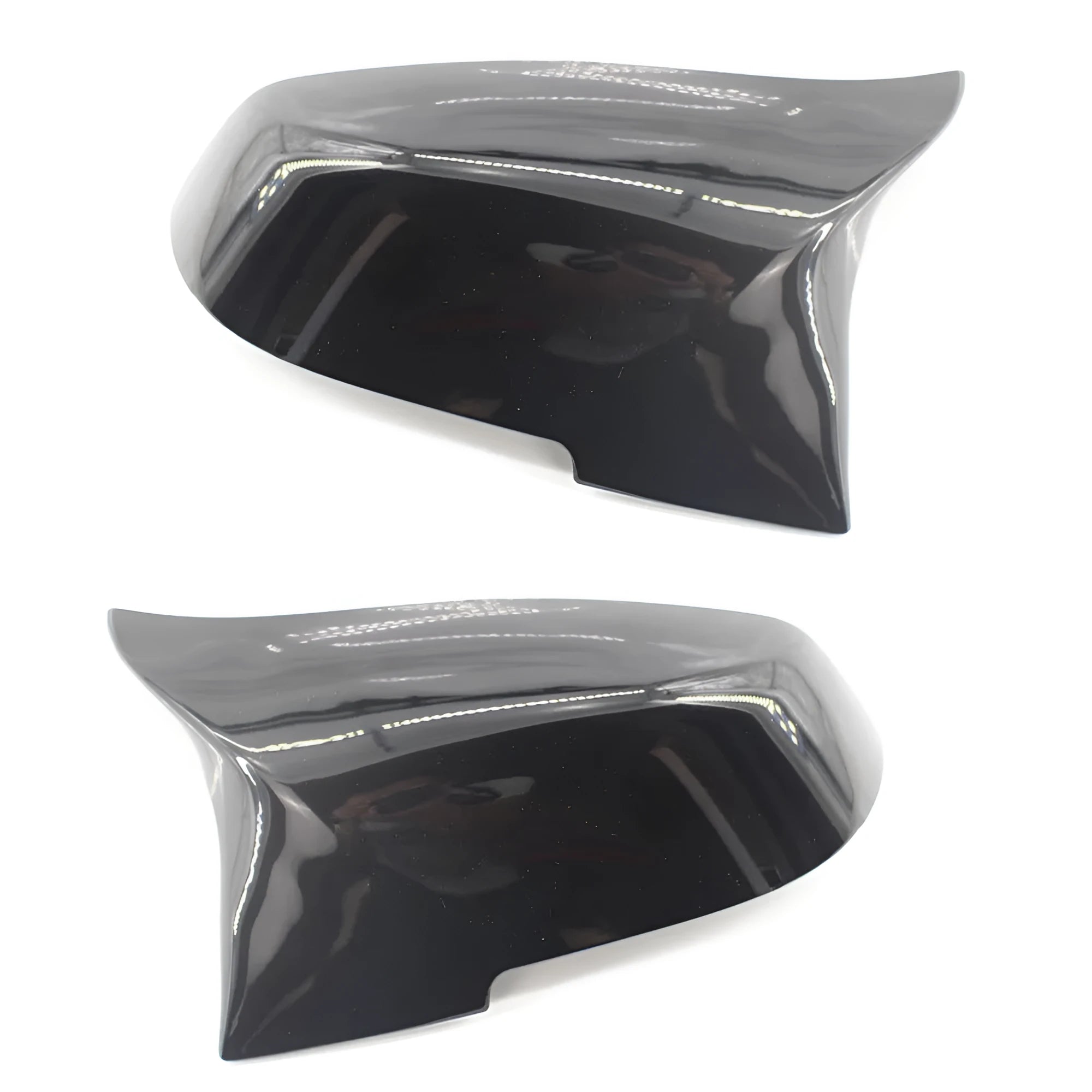 Pair of paint bright black BMW horn-style rear view mirror shells for F-series models