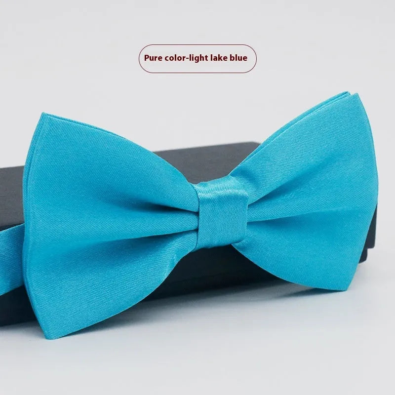 Solid colour flat head polyester bow tie for formal wear and weddings