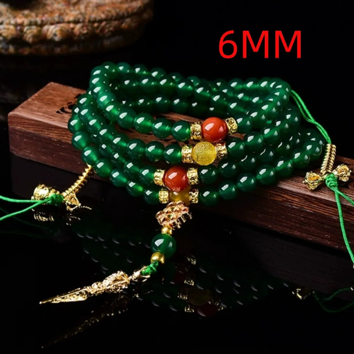 Brazilian natural green agate multi-circle bracelet showing bead detail in three size options