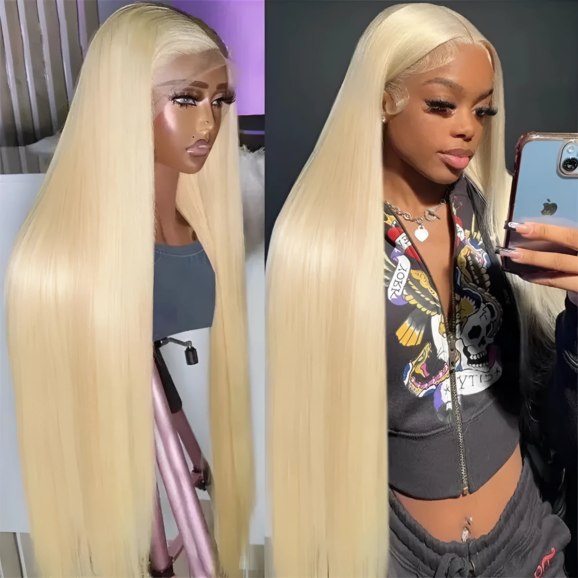 Creative pure colour all-matching semi-hand woven human hair lace wig Ruili style for ladies
