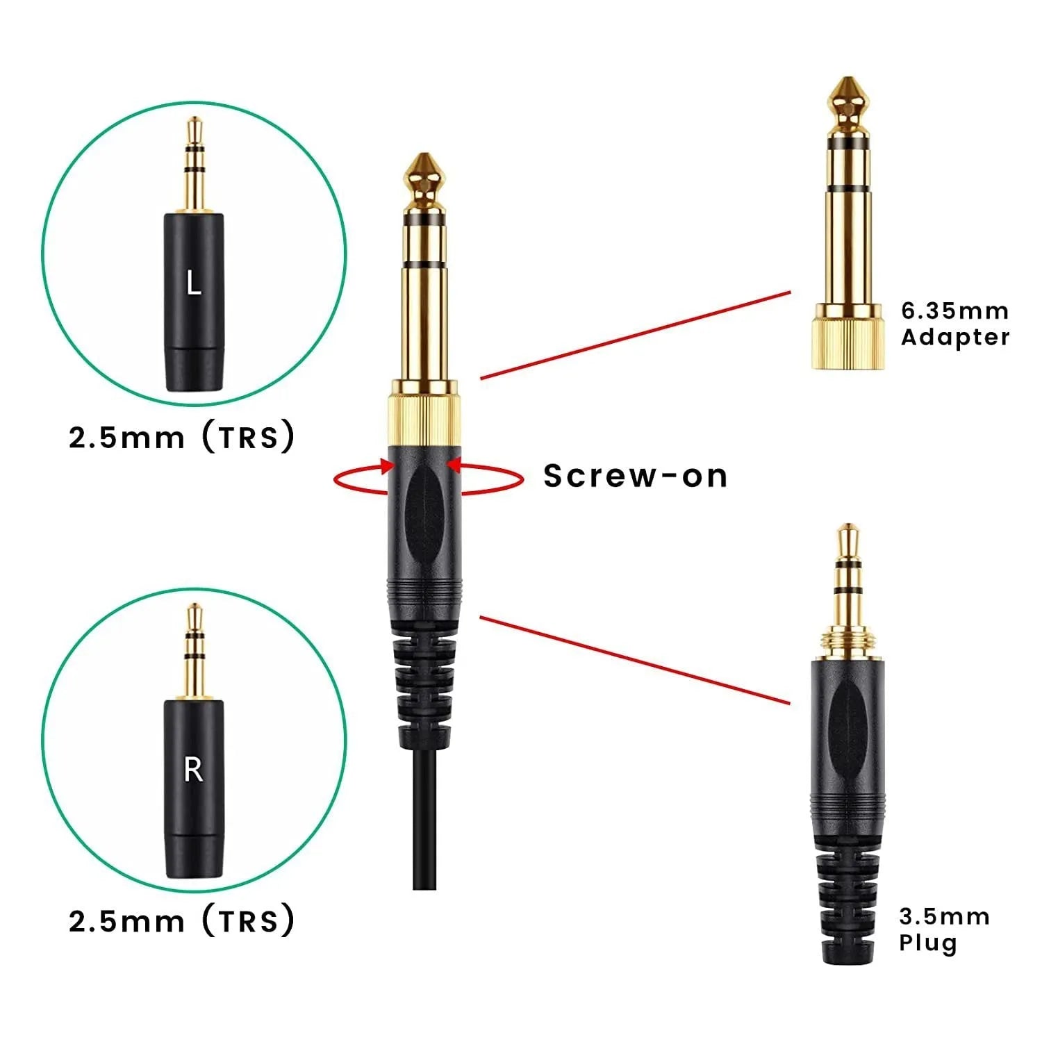 Black double 25mm plug headset cable for HE400i He560, 1.8m oxygen-free copper wire