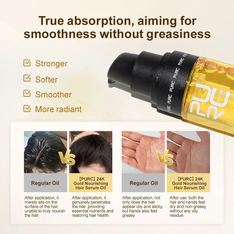 50ml yellow essential hair oil bottle for curly hair and chemical damage repair