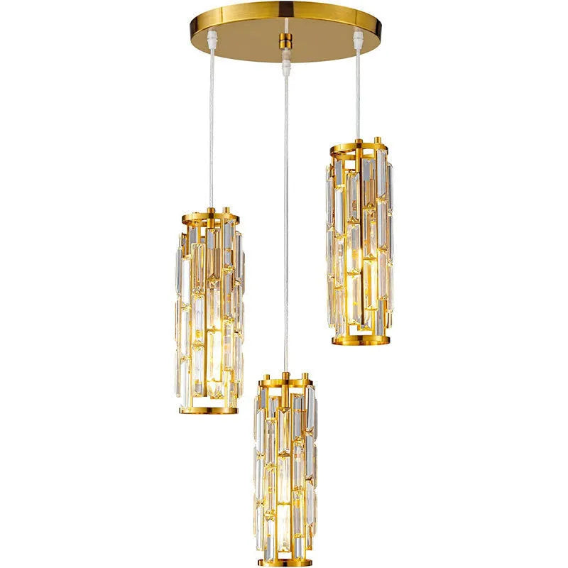 Single head industrial droplight ceiling pendant with crystal detail in black, chrome, or gold finish.