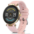 Smart watch fitness tracker with blood pressure monitor on wrist showing heart rate display