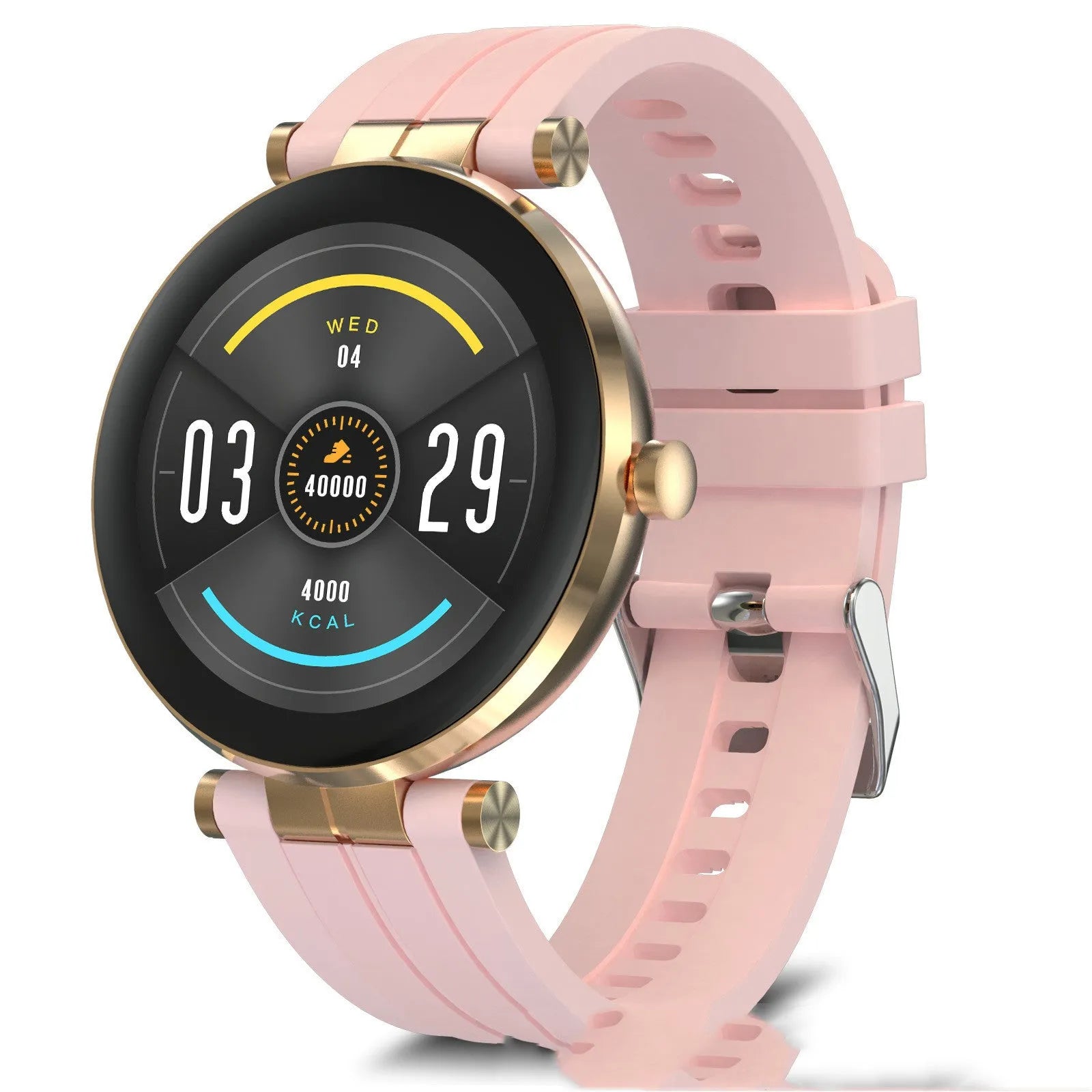 Smart watch fitness tracker with blood pressure monitor on wrist showing heart rate display