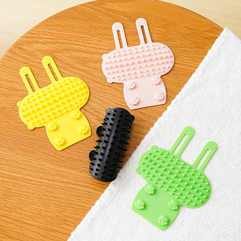 Silicone cat scratching massage comb with adjustable strap in multiple colours
