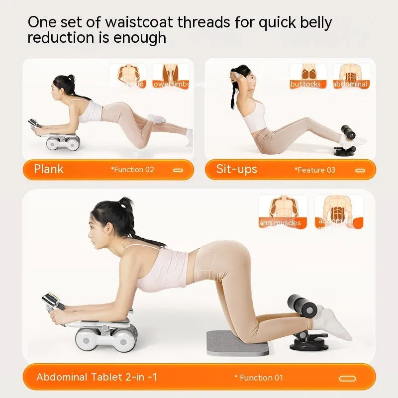 White belly roller fitness equipment with LED timing display screen