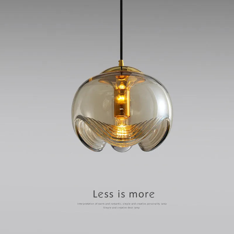 Modern minimalist glass chandelier with transparent shade, 250mm in size.