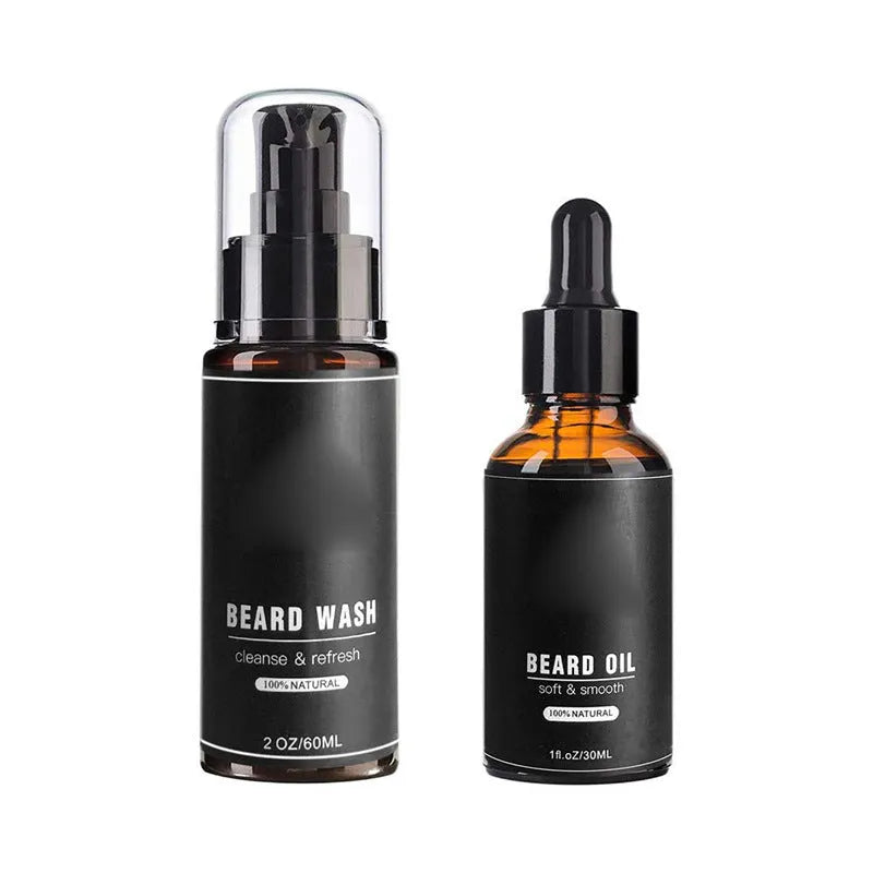 Men's beard grooming kit with beard roller and SPF50 moisturising formula in Suit series packaging