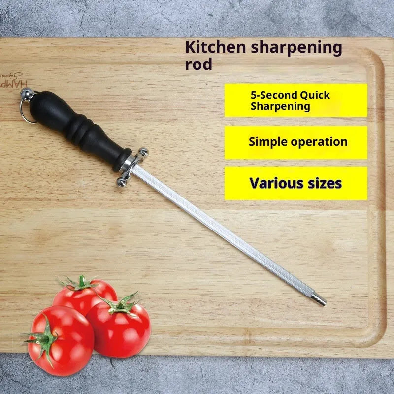 High carbon steel kitchen sharpening steel with multi-functional design for blade honing