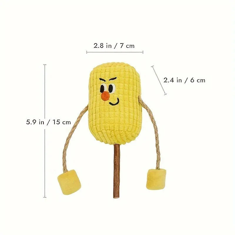 Polio wood corn cob cat chew toy with catnip, 15 cm long.