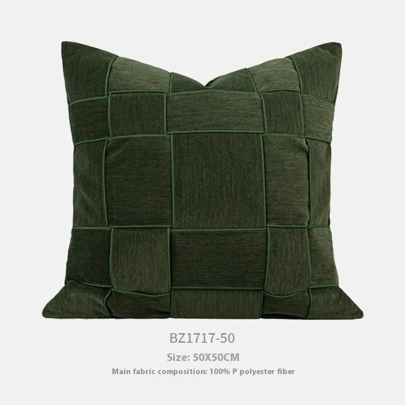 Chenille woven square pillow cushion with feather velvet filler in 50x50cm size