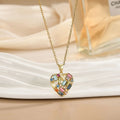 Copper zircon heart pendant necklace for women with O-ring chain, electroplated finish, gold and silver colour options