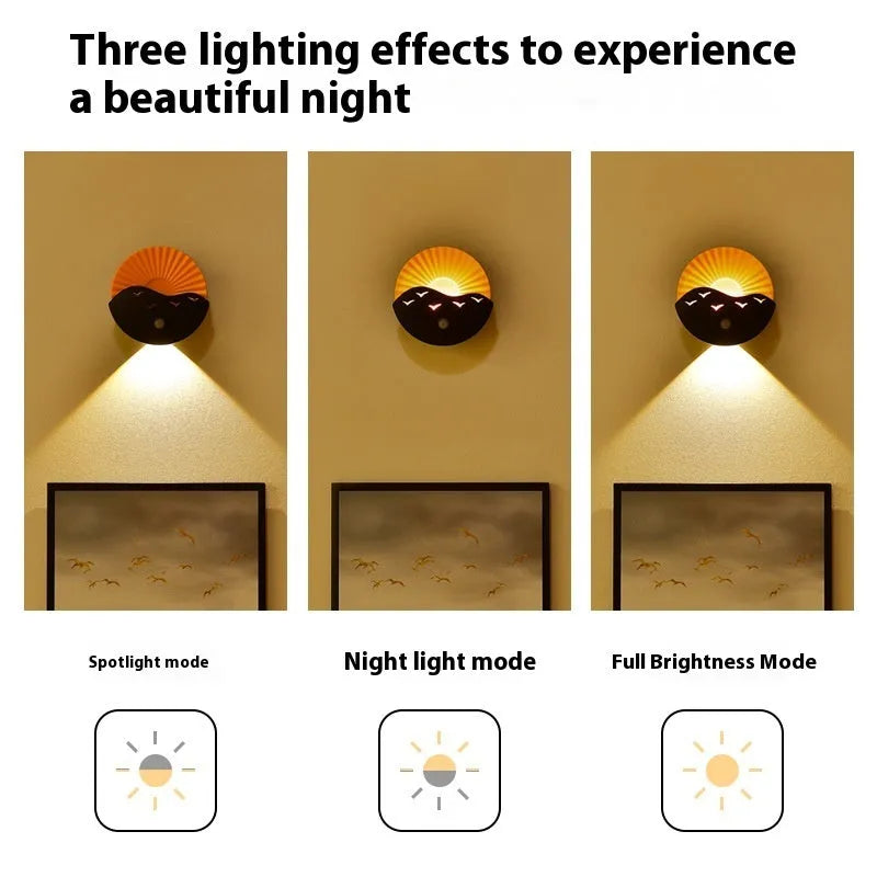 Remote control small night lamp wireless spotlight rechargeable battery LED Sea Sunrise 110 x 48.5mm