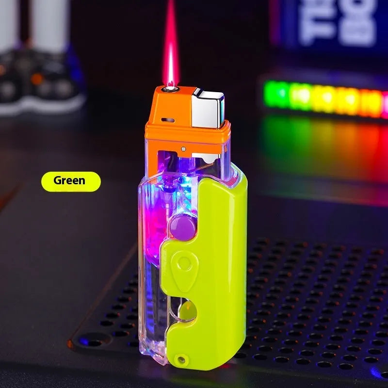 Colourful luminous radish lighter in orange, green, or purple with windproof electronic ignition