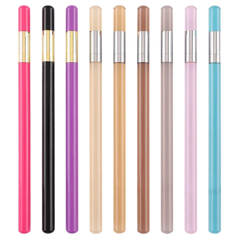 Transparent acrylic mechanical pencil with alloy pen head showing coloured refills