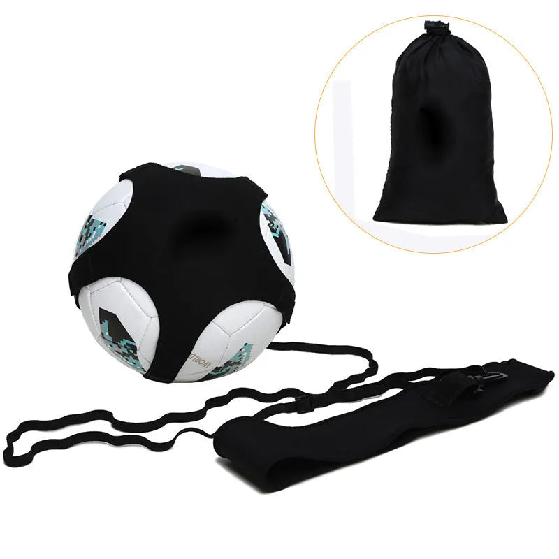 Black football juggling belt with 2 metre cord for solo training exercises