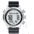 Black and white dial smart watch for outdoor sports with altitude and air pressure measurement functions.