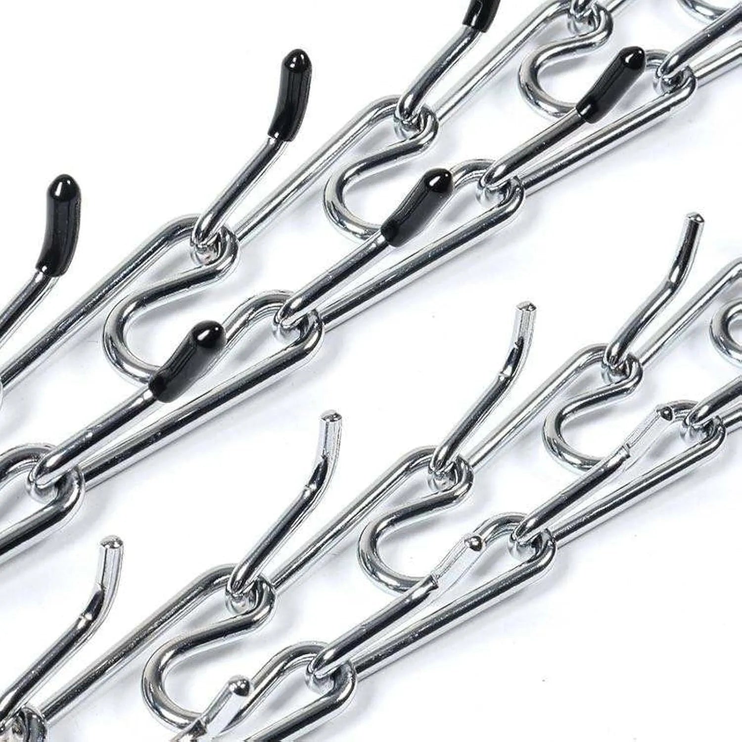Stainless steel dog training pinch collar with rubber comfort tips on adjustable chain links