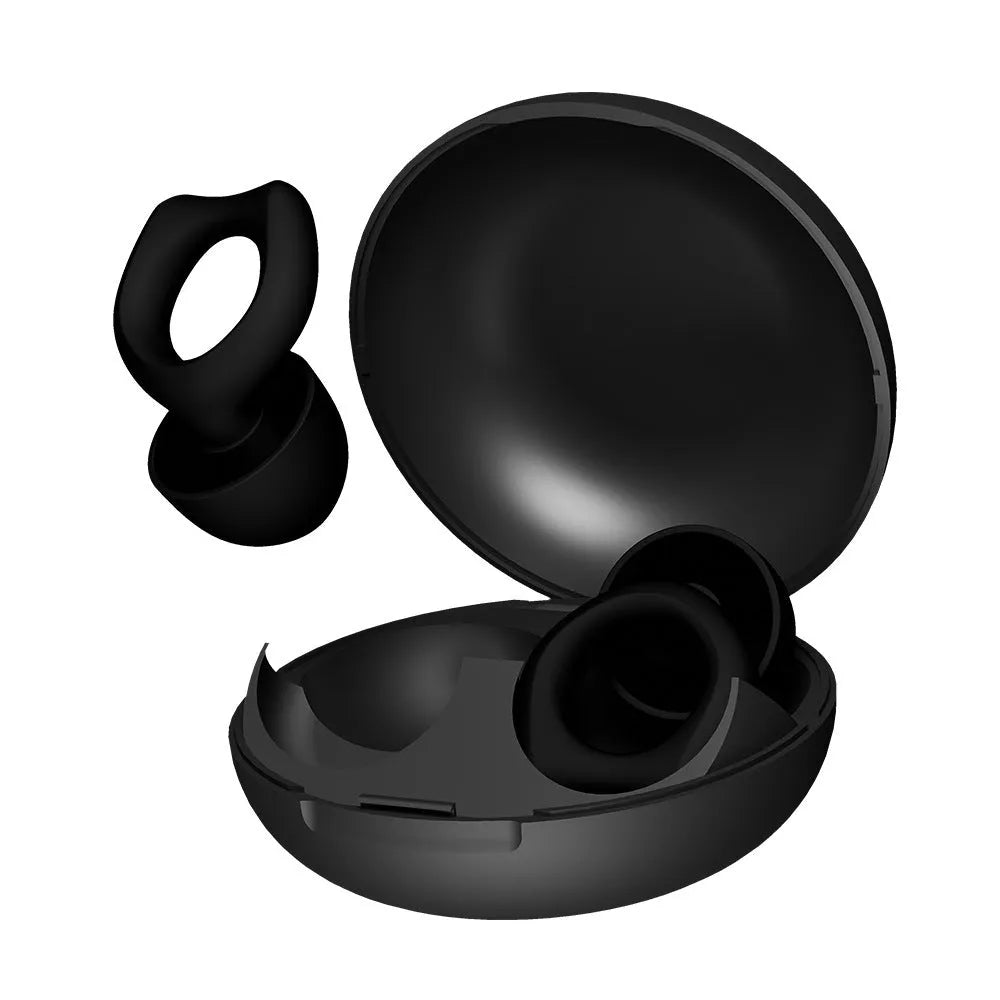 A pair of silicone soundproof earplugs in one of five available colours: black, blue, green, purple, or white.