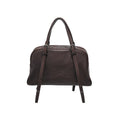 Women's retro style genuine leather shoulder bag with double straps in horizontal square design