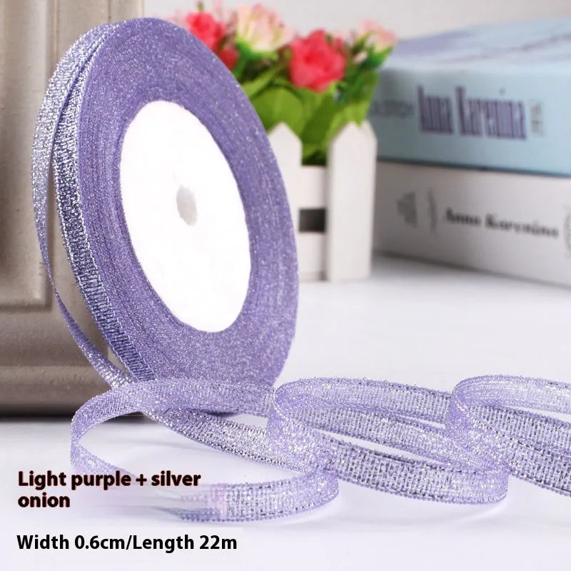 Polyester gift packaging ribbon roll in selected colour, 0.6cm wide decorative band