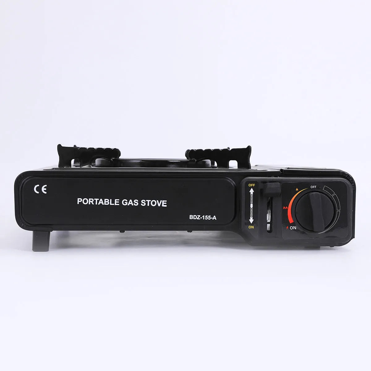 Portable outdoor camping gas stove in black for hot pot and barbecue cooking