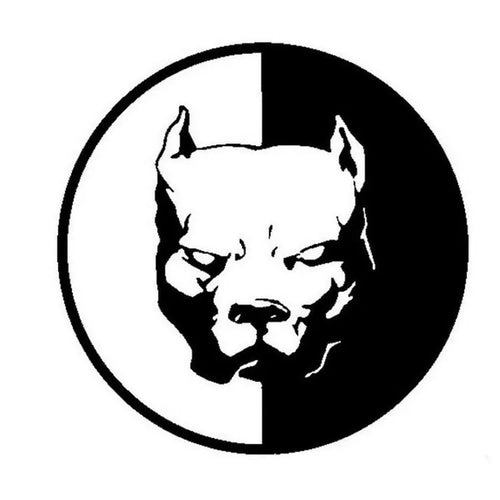 12cm square reflective car sticker with superhero bulldog R design in black, white, or red colour options