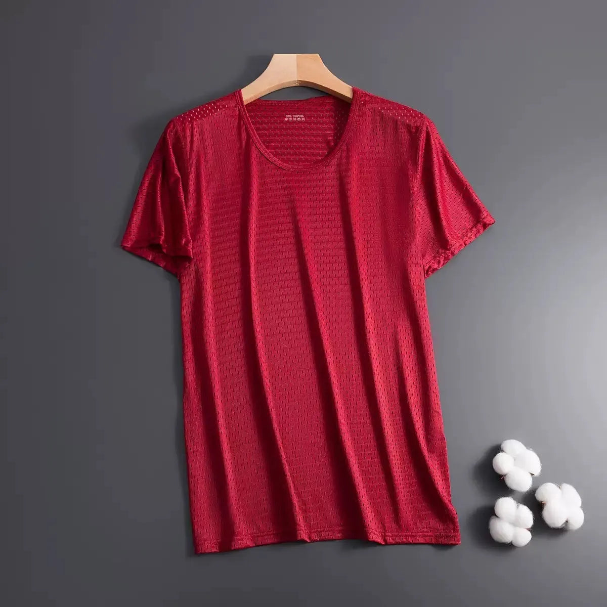 Men's ice silk loose fit short sleeve t-shirt in black, shown front view.