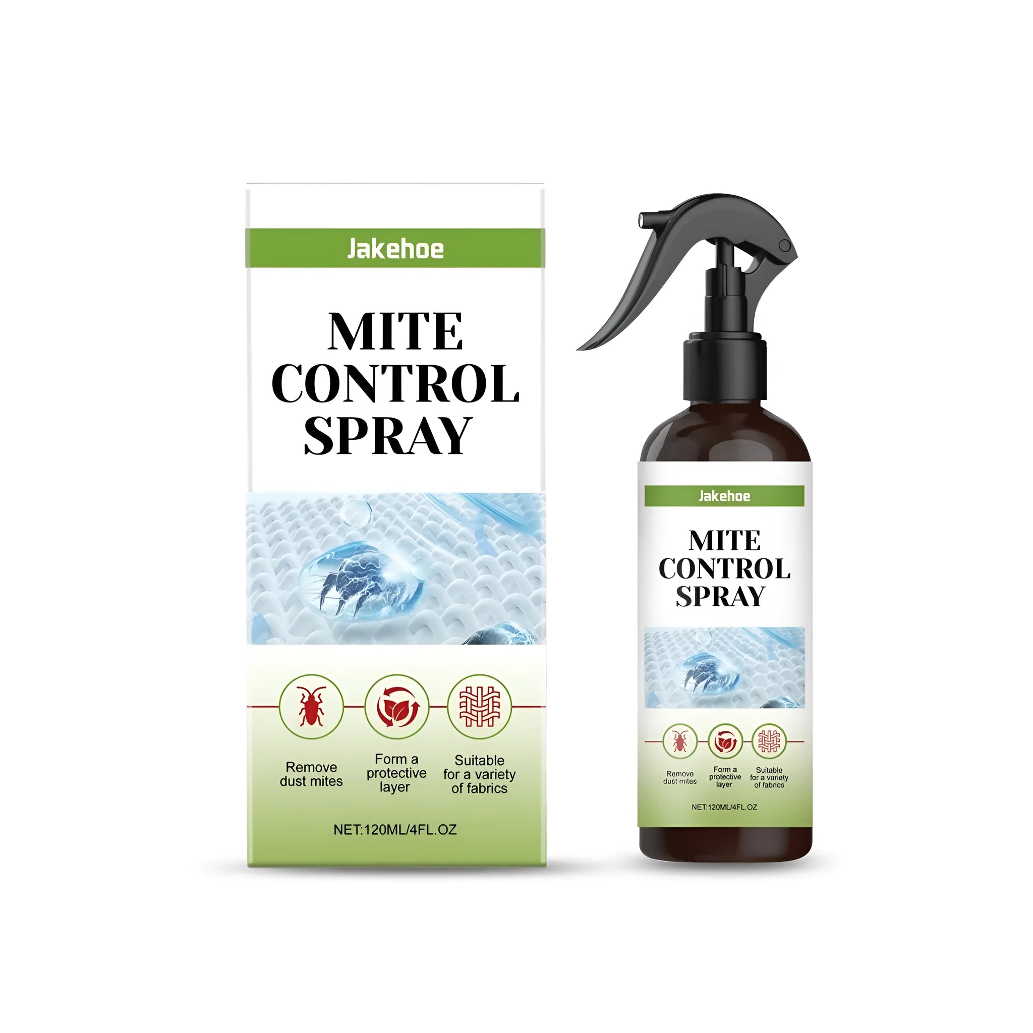 120ml bottle of mite control spray for household fabric treatment on mattresses and sofas
