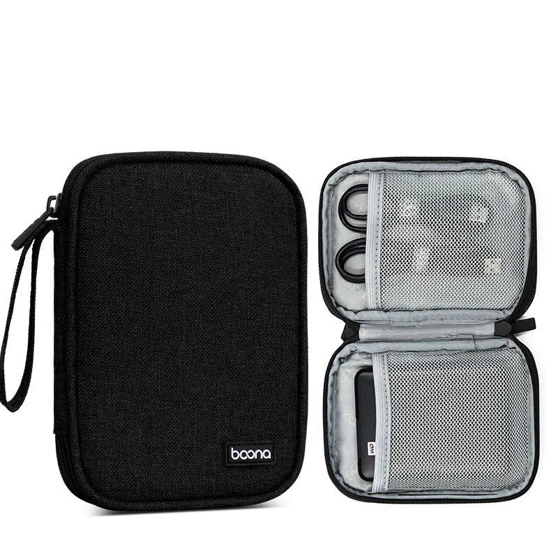 A grey and a black Oxford cloth protective case for a 2.5-inch mobile hard disk.